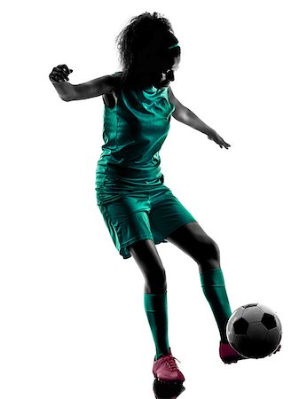 simsearch:400-07973332,k - one teenager girl child  playing soccer player in silhouette isolated on white background Foto de stock - Royalty-Free Super Valor e Assinatura, Número: 400-08336889
