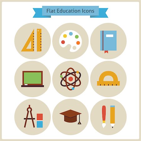 simsearch:400-04206563,k - Flat School and Education Icons Set. Vector Illustration. Collection of Knowledge Colorful Circle Icons. Science and Learning. Back to School Concept Stock Photo - Budget Royalty-Free & Subscription, Code: 400-08336882