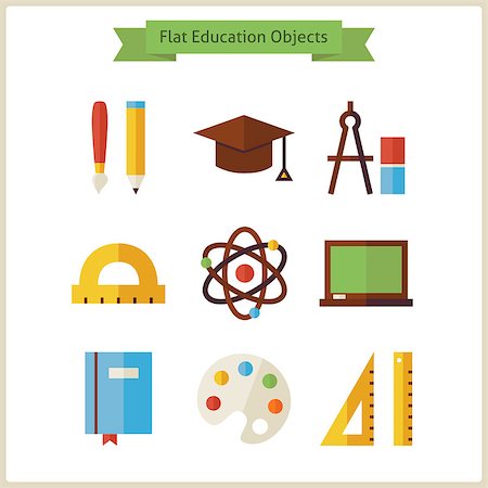simsearch:400-04206563,k - Flat School and Education Objects Set. Vector Illustration. Collection of Knowledge Objects Isolated over white. Science and Learning. Back to School Concept Stock Photo - Budget Royalty-Free & Subscription, Code: 400-08336883