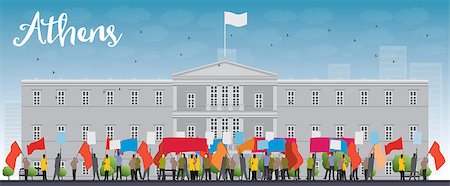 proteger - Greek protesting in front of the Greek Parliament in Athens,Greece. Vector illustration Stock Photo - Budget Royalty-Free & Subscription, Code: 400-08336916