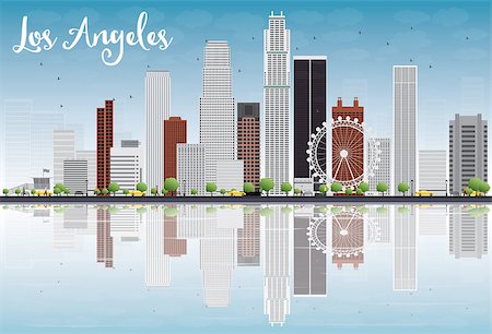 Los Angeles Skyline with Grey Buildings and Blue Sky. Vector Illustration Foto de stock - Royalty-Free Super Valor e Assinatura, Número: 400-08336910