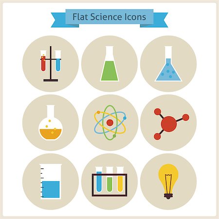 school biology - Flat School Chemistry and Science Icons Set. Flat Styled Vector Illustrations. Back to School. Science and Education Set. Collection of Chemistry Biology and Research Circle Icons Stock Photo - Budget Royalty-Free & Subscription, Code: 400-08336912