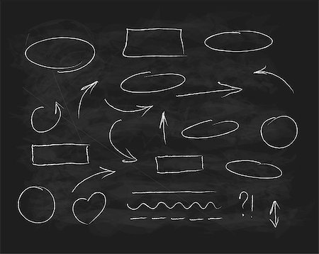 sketchy curved arrows - Hand-drawn chalk scribble design elements doodle writing set Stock Photo - Budget Royalty-Free & Subscription, Code: 400-08337035