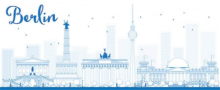 Outline Berlin skyline with blue building. Vector illustration Stock Photo - Budget Royalty-Free & Subscription, Code: 400-08337607