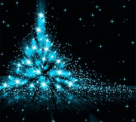 Christmas blue tree, beautiful snowflakes and shining stars Stock Photo - Budget Royalty-Free & Subscription, Code: 400-08337678