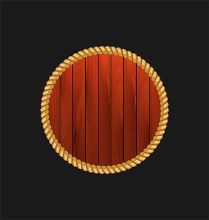 simsearch:400-07971849,k - Illustration round wooden frame with rope isolated on dark background - vector Fotografie stock - Microstock e Abbonamento, Codice: 400-08337829