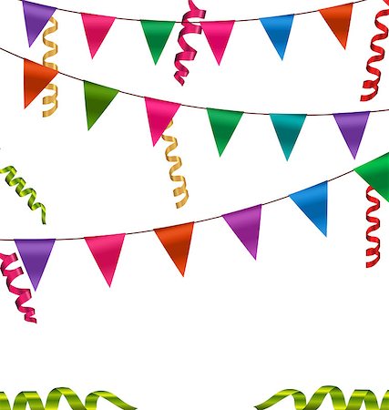 simsearch:400-06694470,k - Illustration Colorful Buntings Flags Garlands and Serpentine for Your Party - Vector Stock Photo - Budget Royalty-Free & Subscription, Code: 400-08337856