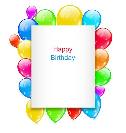simsearch:400-08157483,k - Illustration Birthday Postcard with Colorful Balloons with Text - Vector Fotografie stock - Microstock e Abbonamento, Codice: 400-08337850