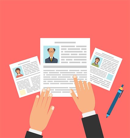 simsearch:400-05034438,k - Illustration Concept of Job Interview with Business CV Resume, Flat Simple Icons - Vector Stock Photo - Budget Royalty-Free & Subscription, Code: 400-08337875