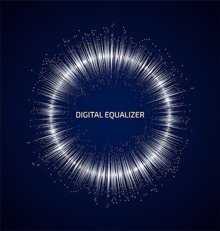 Abstract white round music equalizer with dots on dark blue background. Vector illustration Stock Photo - Budget Royalty-Free & Subscription, Code: 400-08338178