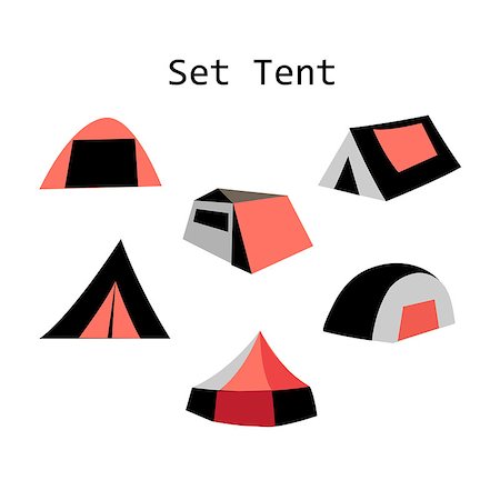 Vector illustration of different models of tourist tents Stock Photo - Budget Royalty-Free & Subscription, Code: 400-08338205