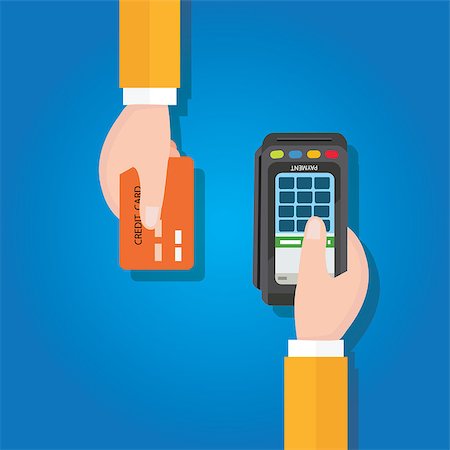 pay merchant hands credit card flat vector illustration payment edc electronic data capture transaction blue Stock Photo - Budget Royalty-Free & Subscription, Code: 400-08338203