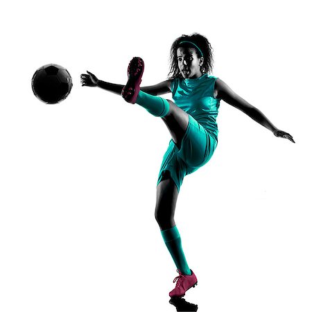 simsearch:400-07973332,k - one teenager girl child  playing soccer player in silhouette isolated on white background Foto de stock - Royalty-Free Super Valor e Assinatura, Número: 400-08338226