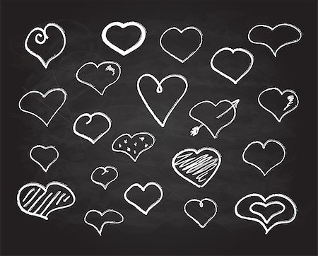 simsearch:400-08339075,k - Vector scribble chalk heart icons set abstract collection Foto de stock - Super Valor sin royalties y Suscripción, Código: 400-08338522