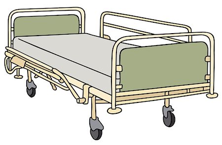 Hand drawing of an old metal hospital bed Fotografie stock - Microstock e Abbonamento, Codice: 400-08338625