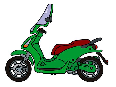 sports scooters - Hand drawing of a green scooter - not a real model Foto de stock - Super Valor sin royalties y Suscripción, Código: 400-08338651