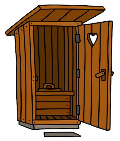 Hand drawing of an old wooden latrine shack Stock Photo - Budget Royalty-Free & Subscription, Code: 400-08338669