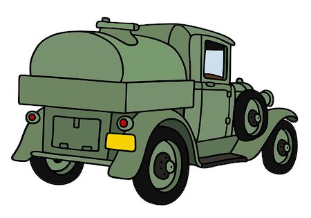 Hand drawing of a vintage green military tank truck - not a real model Stock Photo - Budget Royalty-Free & Subscription, Code: 400-08338677