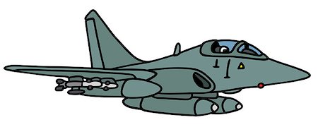 Hand drawing of a gray jet fighter - not a real type Stock Photo - Budget Royalty-Free & Subscription, Code: 400-08338672