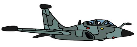 Hand drawing of a camouflage jet aircraft - not a real type Stock Photo - Budget Royalty-Free & Subscription, Code: 400-08338673