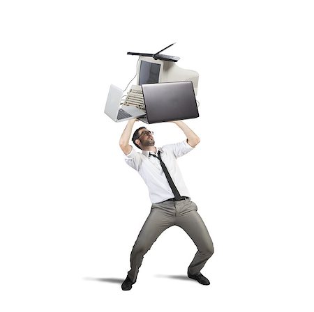 simsearch:400-09030070,k - Businessman stressed and working tired breaks computers Stock Photo - Budget Royalty-Free & Subscription, Code: 400-08338698