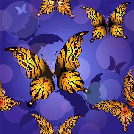 simsearch:400-07053213,k - Seamless pattern with butterflies and translucent balls, vector eps 10 Stock Photo - Budget Royalty-Free & Subscription, Code: 400-08338947