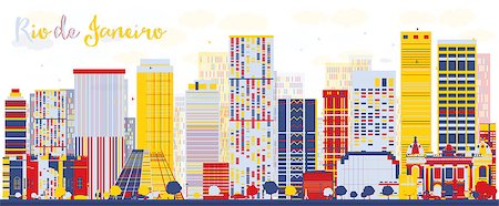 simsearch:400-08336131,k - Abstract Rio de Janeiro skyline with color buildings. Vector illustration Stock Photo - Budget Royalty-Free & Subscription, Code: 400-08338985