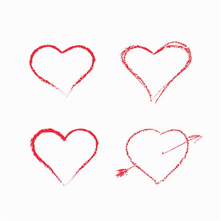 simsearch:400-08339075,k - Abstract white heart shapes set. Scribble chalk retro design Foto de stock - Super Valor sin royalties y Suscripción, Código: 400-08339072