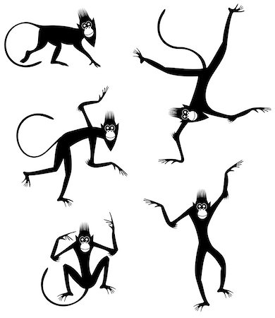 Monkey original art silhouette set Stock Photo - Budget Royalty-Free & Subscription, Code: 400-08339157