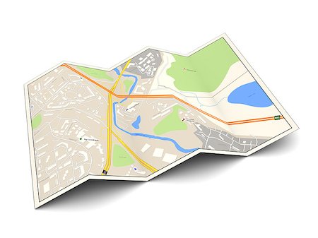 3d illustration of city map over white background Foto de stock - Super Valor sin royalties y Suscripción, Código: 400-08339267