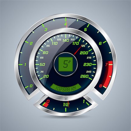 simsearch:400-08340626,k - Shiny metallic speedometer with big rev counter Stock Photo - Budget Royalty-Free & Subscription, Code: 400-08339337