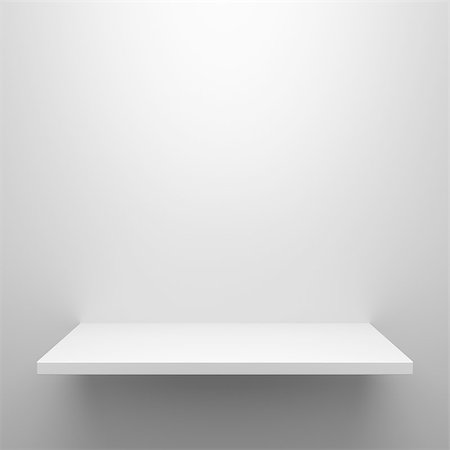 empty grey background - Empty white shelf hanging on wall with light from the top Stock Photo - Budget Royalty-Free & Subscription, Code: 400-08339365