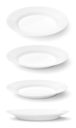 simsearch:400-07053389,k - Set of empty ceramic round plates isolated on white background Foto de stock - Super Valor sin royalties y Suscripción, Código: 400-08339486