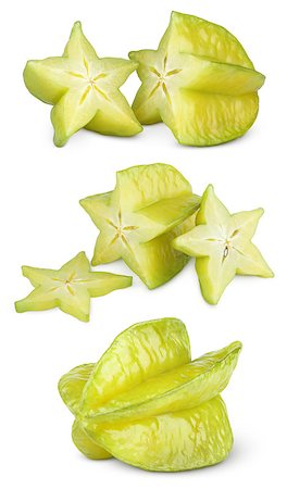 simsearch:400-07511100,k - Set of carambola or starfruit with slices isolated on white background Stockbilder - Microstock & Abonnement, Bildnummer: 400-08339521