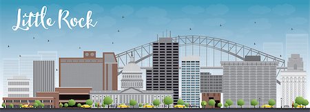 simsearch:400-08336131,k - Little Rock Skyline with Grey Building and Blue Sky. Vector Illustration Stock Photo - Budget Royalty-Free & Subscription, Code: 400-08339747