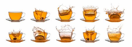 simsearch:400-08186432,k - Collection of tea cups on white background Stock Photo - Budget Royalty-Free & Subscription, Code: 400-08331829