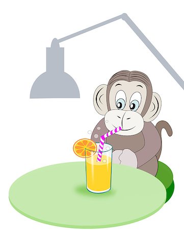 simsearch:400-08114943,k - A funny monkey sitting by a table, and drinking soda or squash. Stock Photo - Budget Royalty-Free & Subscription, Code: 400-08331846