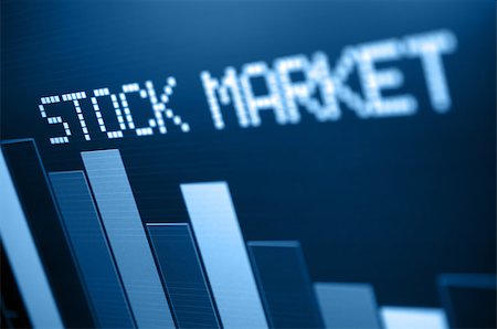 Stock Market - Column Going Down on Blue Display - Shallow Depth of Field Stock Photo - Budget Royalty-Free & Subscription, Code: 400-08332105