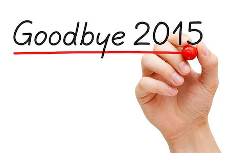Hand underlining Goodbye 2015 with red marker isolated on white. Stock Photo - Budget Royalty-Free & Subscription, Code: 400-08332228