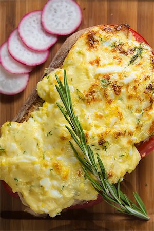 French toast ham cheese and salad on wooden table Stock Photo - Budget Royalty-Free & Subscription, Code: 400-08332455