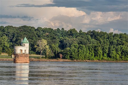 Historic water intake tower number 1 built in 1894 below the Old Chain of Rocks bridge on the Mississippi River near St Louis Stock Photo - Budget Royalty-Free & Subscription, Code: 400-08332516