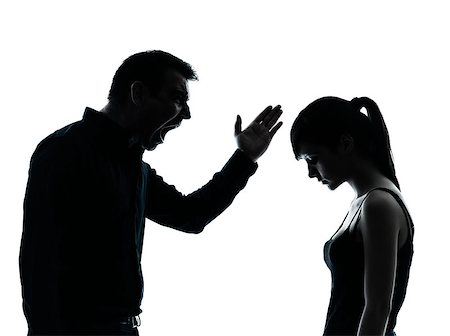 one man and teenager girl dispute conflict in silhouette indoors isolated on white background Foto de stock - Super Valor sin royalties y Suscripción, Código: 400-08333604