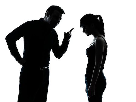 simsearch:400-08899268,k - one man and teenager girl dispute conflict in silhouette indoors isolated on white background Stockbilder - Microstock & Abonnement, Bildnummer: 400-08333601