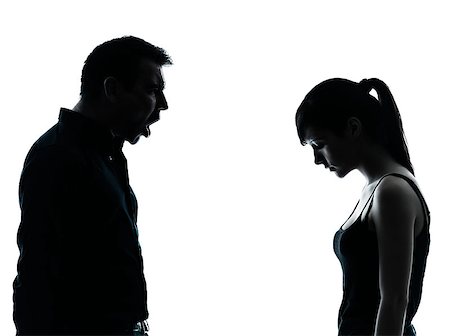 simsearch:400-08899268,k - one man and teenager girl dispute conflict in silhouette indoors isolated on white background Stockbilder - Microstock & Abonnement, Bildnummer: 400-08333603