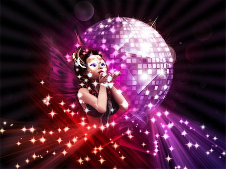 Abstract illustration of a girl on disco party background. Foto de stock - Super Valor sin royalties y Suscripción, Código: 400-08333691