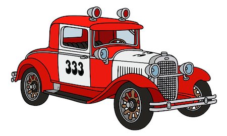 fire truck speed - Hand drawing of a vintage small fire patrol vehicle - not a real model Stock Photo - Budget Royalty-Free & Subscription, Code: 400-08333859