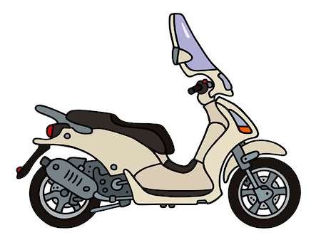 sports scooters - Hand drawing of a cream scooter - not a real model Foto de stock - Super Valor sin royalties y Suscripción, Código: 400-08333869