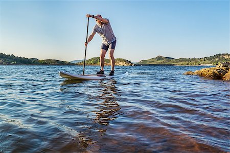 simsearch:400-07795226,k - stand up paddling workout on Horsetooth Reservoir at foothills of Rocky Mountains near Fort Collins, Colorado, summer scenery Foto de stock - Royalty-Free Super Valor e Assinatura, Número: 400-08333892