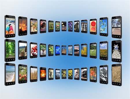 simsearch:400-07308071,k - modern mobile phones with different colored images Stock Photo - Budget Royalty-Free & Subscription, Code: 400-08333900