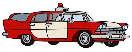 simsearch:400-08966942,k - Hand drawing of a classic fire patrol station wagon - not a real model Stock Photo - Budget Royalty-Free & Subscription, Code: 400-08344145